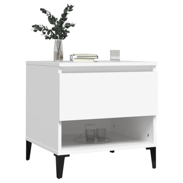 vidaXL Sidebord hvit 50x46x50 cm konstruert tre