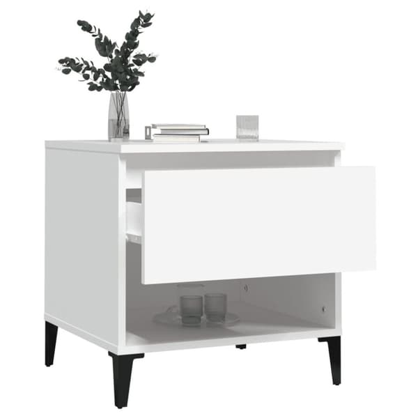 vidaXL Sidebord hvit 50x46x50 cm konstruert tre