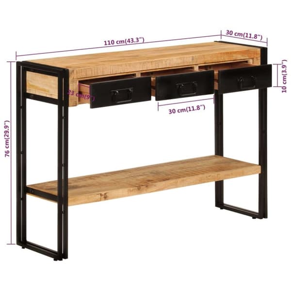 vidaXL Konsollbord 110x30x76 cm heltre mango