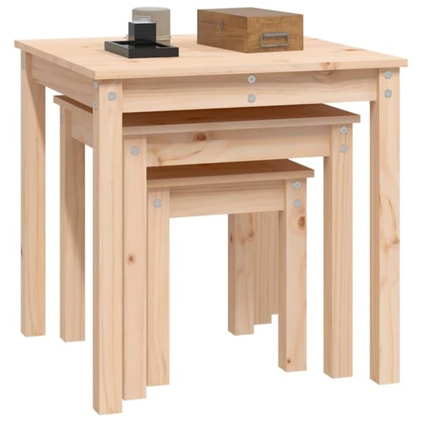 vidaXL Stablebord 3 stk heltre furu