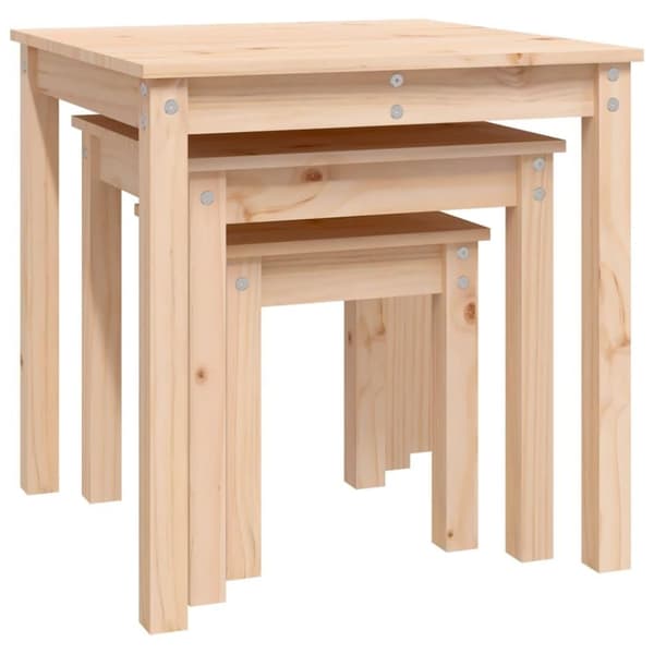 vidaXL Stablebord 3 stk heltre furu