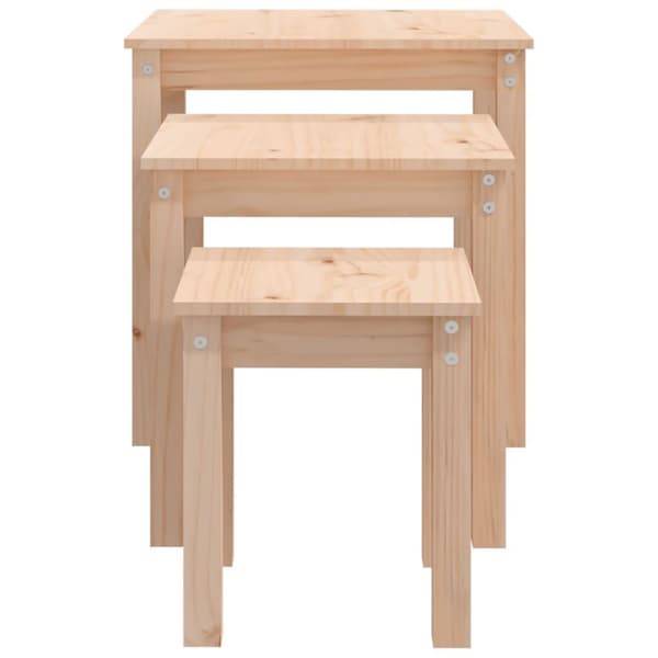 vidaXL Stablebord 3 stk heltre furu