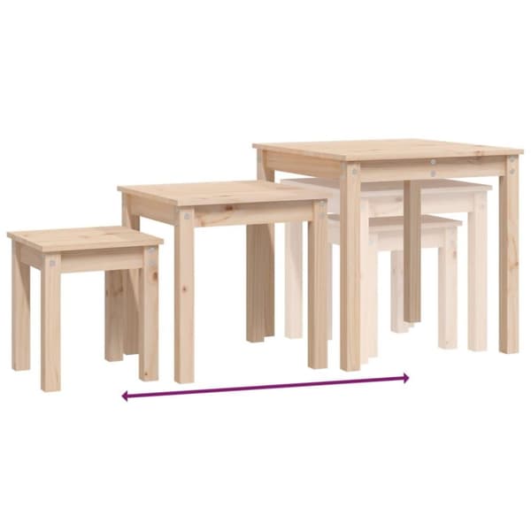 vidaXL Stablebord 3 stk heltre furu