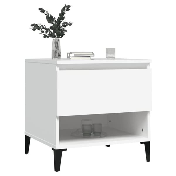 vidaXL Sidebord 2 stk hvit 50x46x50 cm konstruert tre