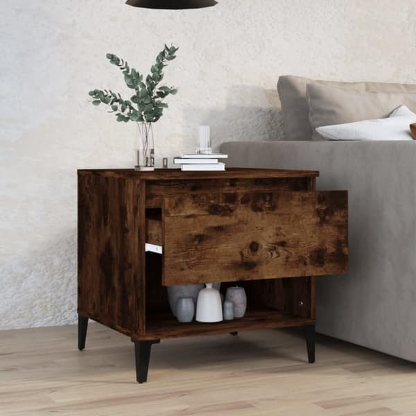 vidaXL Sidebord røkt eik 50x46x50 cm konstruert tre
