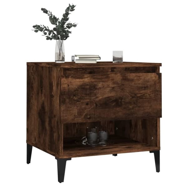 vidaXL Sidebord røkt eik 50x46x50 cm konstruert tre