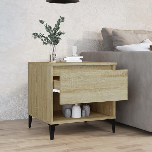 vidaXL Sidebord sonoma eik 50x46x50 cm konstruert tre