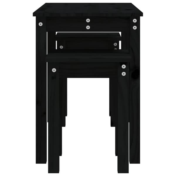 vidaXL Stablebord 3 stk svart heltre furu