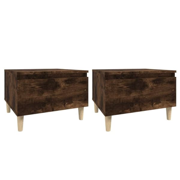 vidaXL Sidebord 2 stk røkt eik 50x46x35 cm konstruert tre