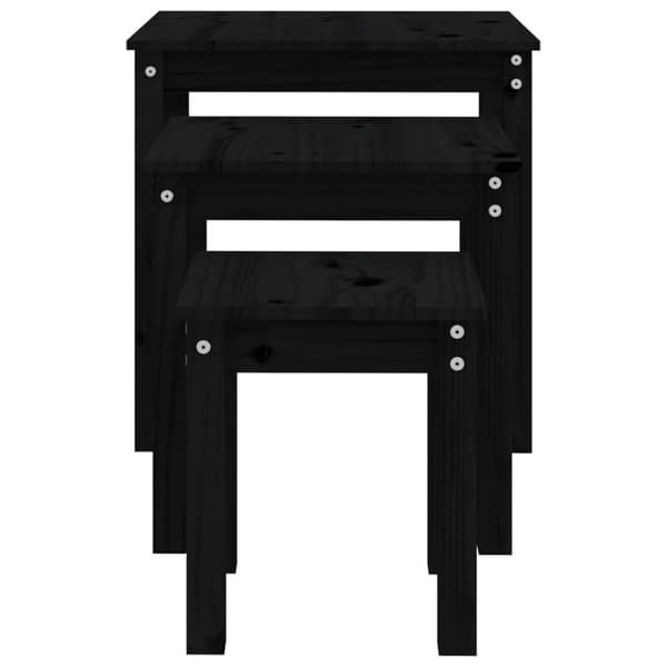 vidaXL Stablebord 3 stk svart heltre furu