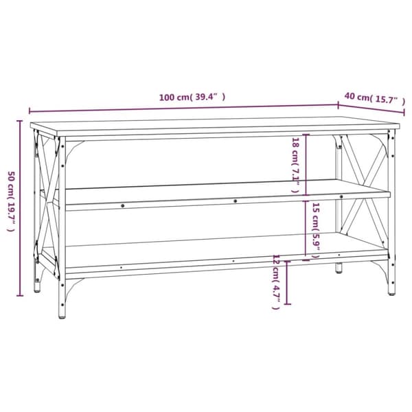 vidaXL TV-benk sonoma eik 100x40x50 cm konstruert tre