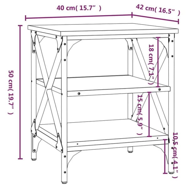 vidaXL Sidebord 2 stk svart 40x42x50 cm konstruert tre
