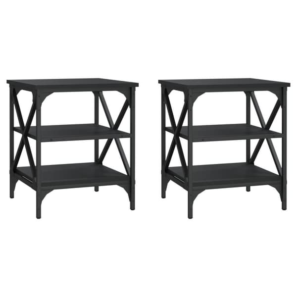 vidaXL Sidebord 2 stk svart 40x42x50 cm konstruert tre