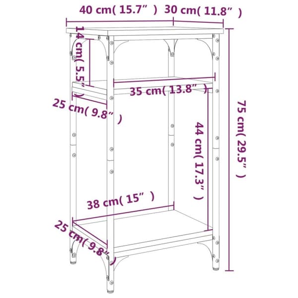 vidaXL Soffbord rökfärgad ek 40x30x75 cm konstruerat trä