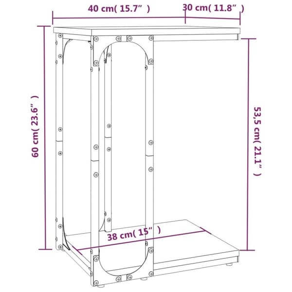 vidaXL Sidebord grå sonoma 40x30x60 cm konstruert tre