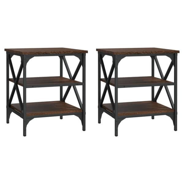 vidaXL Sidebord 2 stk brun eik 40x42x50 cm konstruert tre