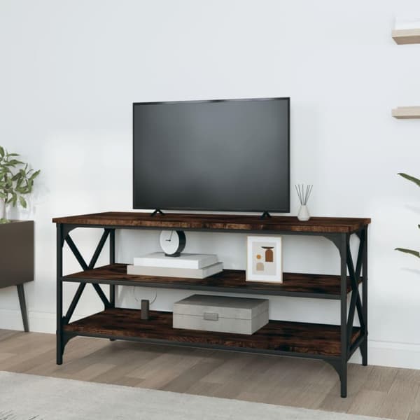 vidaXL Tv-bänk rökfärgad ek 100x40x50 cm konstruerat trä