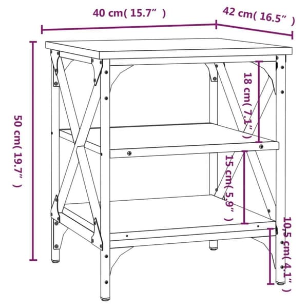 vidaXL sidebord 40x42x50 cm konstrueret træ grå sonoma-eg