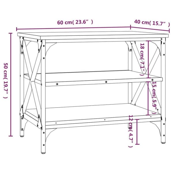 vidaXL Tv-bänk rökfärgad ek 60x40x50 cm konstruerat trä