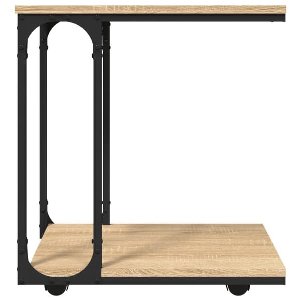 vidaXL Sidobord med hjul sonoma-ek 50x35x55,5 cm konstruerat trä