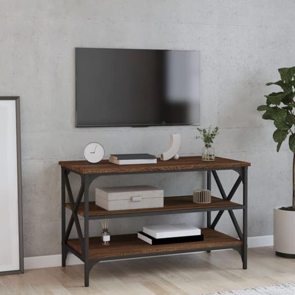 vidaXL tv-bord 80x40x50 cm konstrueret træ brun egetræsfarve