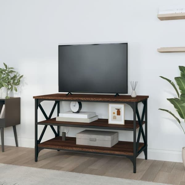 vidaXL tv-bord 80x40x50 cm konstrueret træ brun egetræsfarve