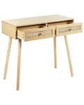 Miniatyrbillede 5 af 9: Konsolbord med Skuffer Lyst Træ Anretterbord Franskflet Opbevaringsmøbel Design Rørflet Sminkebord til Stuen Entre Boho Tilbehør
