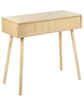 Miniatyrbillede 6 af 9: Konsolbord med Skuffer Lyst Træ Anretterbord Franskflet Opbevaringsmøbel Design Rørflet Sminkebord til Stuen Entre Boho Tilbehør