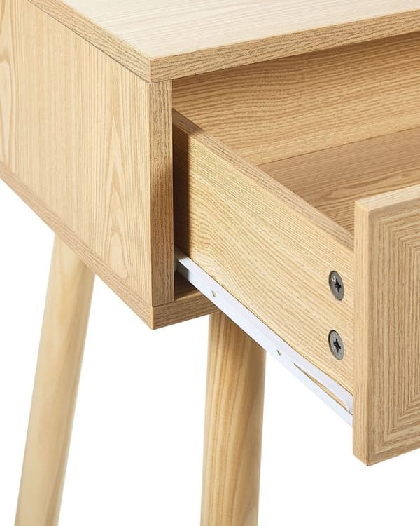 Konsolbord med Skuffer Lyst Træ Anretterbord Franskflet Opbevaringsmøbel Design Rørflet Sminkebord til Stuen Entre Boho Tilbehør