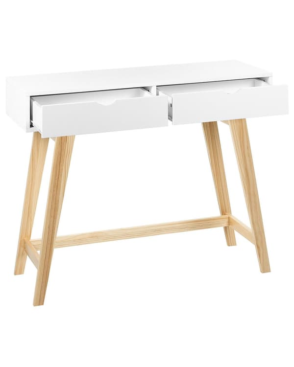 Konsolbord med Skuffer Hvid Lyst Træ MDF Anretterbord Opbevaringsmøbel Design Sminkebord til Stuen Entre Tilbehør Skandinavisk
