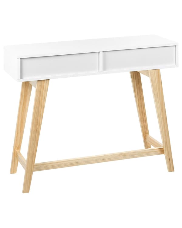 Konsolbord med Skuffer Hvid Lyst Træ MDF Anretterbord Opbevaringsmøbel Design Sminkebord til Stuen Entre Tilbehør Skandinavisk
