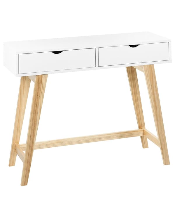 Konsolbord med Skuffer Hvid Lyst Træ MDF Anretterbord Opbevaringsmøbel Design Sminkebord til Stuen Entre Tilbehør Skandinavisk