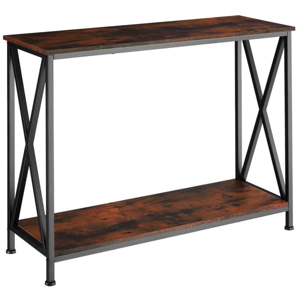 Konsolbord Tacoma 100x35x80,5cm - Industriellt mörkt trä, rustikt