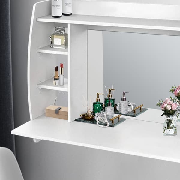 Vægbord med spejl 110x74x485 cm Hvid MDF ML-Design