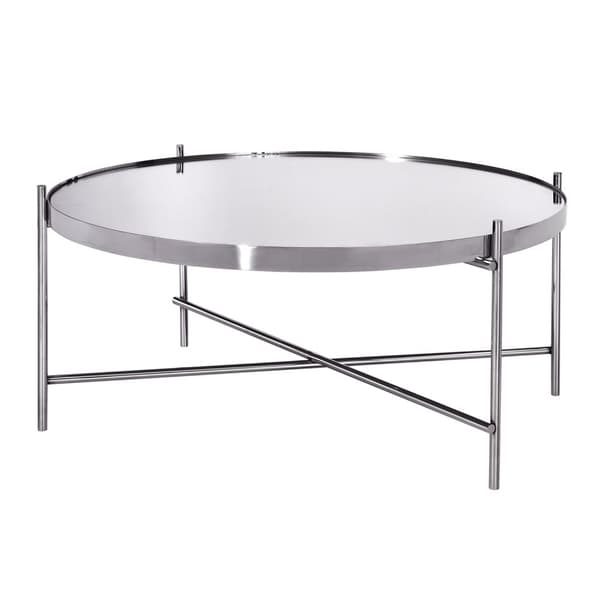 Sofabord sæt med 2 stk. sølvfarvet metal og glas WOMO Design