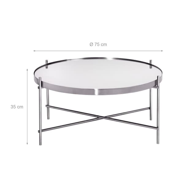 Sofabord sæt med 2 stk. sølvfarvet metal og glas WOMO Design