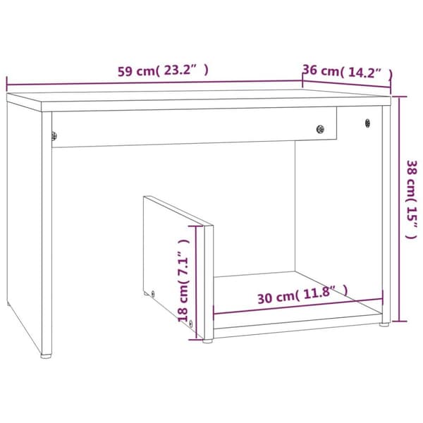 vidaXL sidebord 59x36x38 cm konstrueret træ brun egetræsfarve