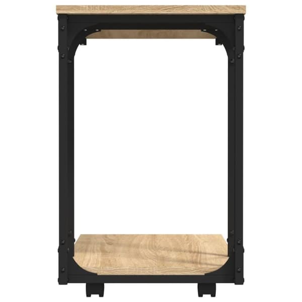 vidaXL sidebord med hjul 50x35x55,5 cm konstrueret træ sonoma-eg