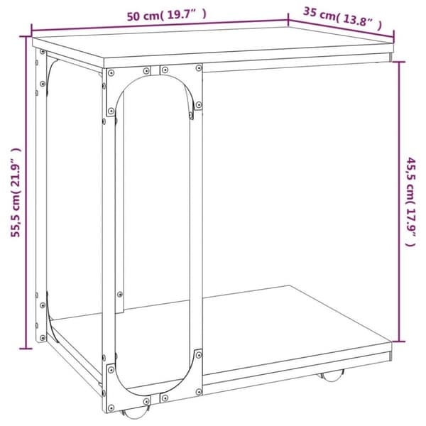 vidaXL sidebord med hjul 50x35x55,5 cm konstrueret træ sonoma-eg