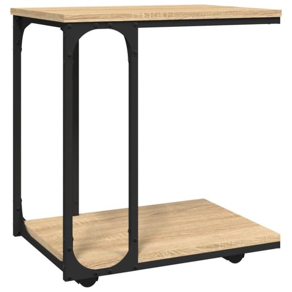 vidaXL sidebord med hjul 50x35x55,5 cm konstrueret træ sonoma-eg