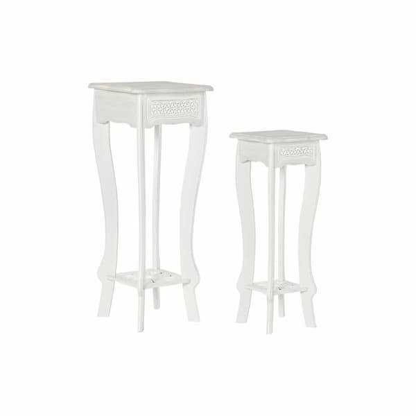 Set med 2 små borde DKD Home Decor Træ MDF Hvid (2 pcs) (30 x 30 x 76 cm)