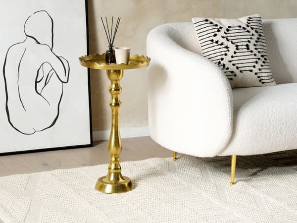Sidebord Gull Metall 35 x 35 x 66 cm Aksentstykke Endebord Glamour Stue