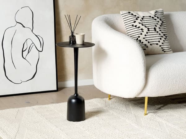 Sidebord Svart Metall Rundt Geometrisk form Moderne Nattbord Stue Soverom