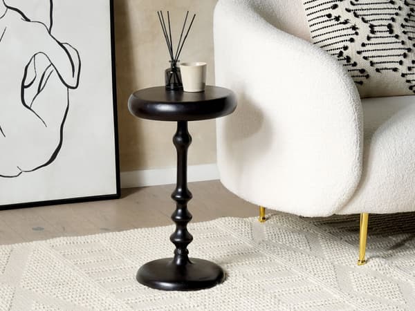 Sidebord Svart Metall Rundt Geometrisk form Moderne Nattbord Stue Soverom