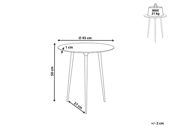 Sidebord Gull Svart Metall 45 x 45 x 50 cm Aksentbord Rund Topp Glans Glamour Stue