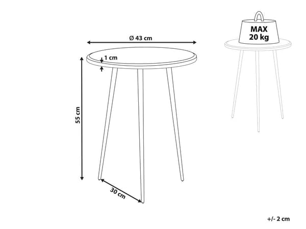 Sidebord Sølv Svart Aluminium Jern Rund form Retro Dekorasjon Småbord Nattbord