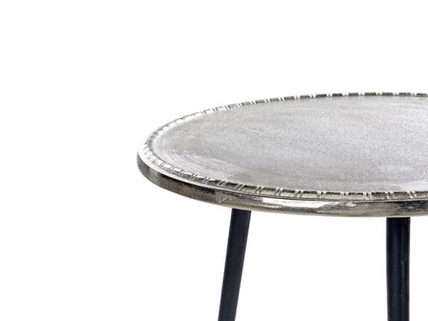 Sidebord Sølv Svart Aluminium Jern Rund form Retro Dekorasjon Småbord Nattbord