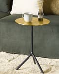 Miniatyrbilde 4 av 7: Sidebord Gull Svart Metall Aluminium Rund form Moderne Minimalistisk Dekorativt Småbord Nattbord
