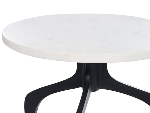 Sidebord Hvit marmor Svart Metall 36 x 36 cm Rund form Moderne Glamour Dekorativt Småbord Nattbord Stue Gang