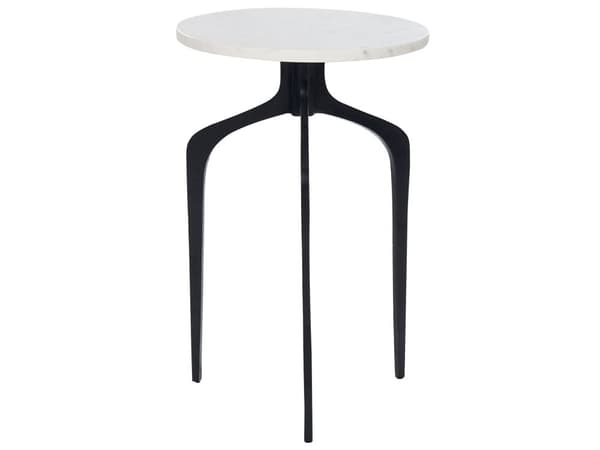 Sidebord Hvit marmor Svart Metall 36 x 36 cm Rund form Moderne Glamour Dekorativt Småbord Nattbord Stue Gang